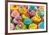 Many Sweet Birthday Cupcakes With Flowers And Butter Cream-Ivonnewierink-Framed Art Print
