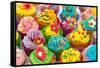 Many Sweet Birthday Cupcakes With Flowers And Butter Cream-Ivonnewierink-Framed Stretched Canvas