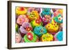 Many Sweet Birthday Cupcakes With Flowers And Butter Cream-Ivonnewierink-Framed Art Print