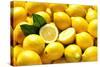 Many Whole Lemons with One Halved (Full Frame)-Foodcollection-Stretched Canvas