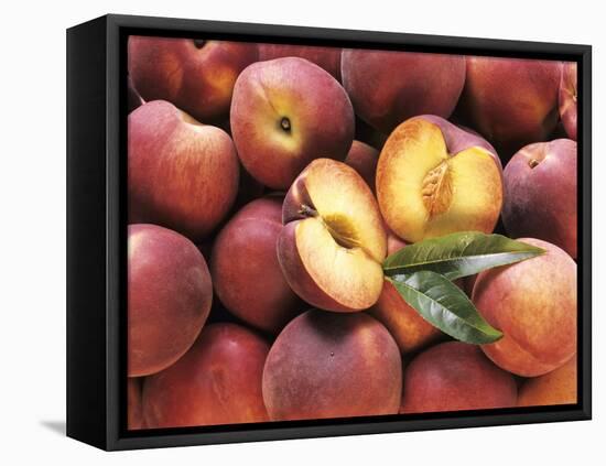 Many Whole Peaches with One Halved-null-Framed Stretched Canvas