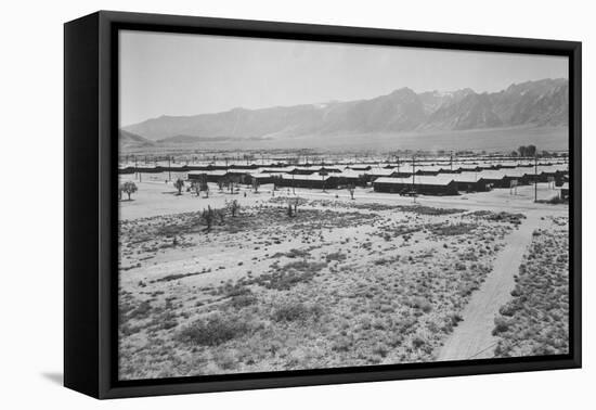 Manzanar from Guard Tower, Summer Heat-Ansel Adams-Framed Stretched Canvas