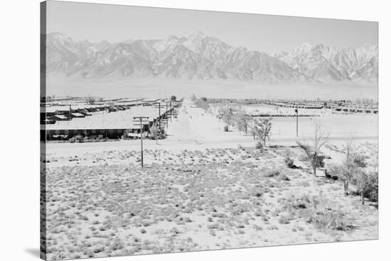 Manzanar from Guard Tower, View West (Sierra Nevada in Background),-Ansel Adams-Stretched Canvas