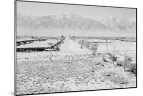 Manzanar from Guard Tower, View West (Sierra Nevada in Background),-Ansel Adams-Mounted Art Print