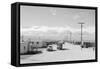 Manzanar street scene, spring, Manzanar Relocation Center, 1943-Ansel Adams-Framed Stretched Canvas