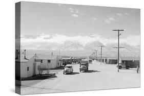 Manzanar street scene, spring, Manzanar Relocation Center, 1943-Ansel Adams-Stretched Canvas