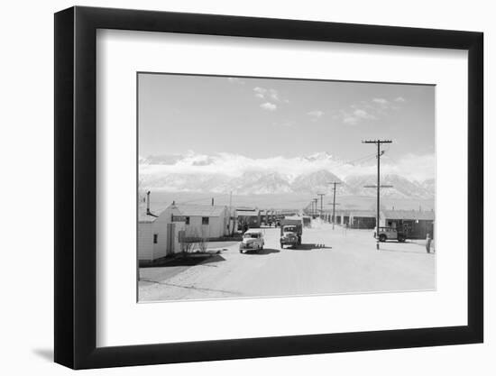 Manzanar street scene, spring, Manzanar Relocation Center, 1943-Ansel Adams-Framed Photographic Print