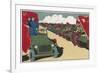 Mao Reviews His Army, The Line up in Tanks as He Drives Past and Salutes-null-Framed Premium Giclee Print