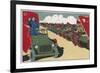 Mao Reviews His Army, The Line up in Tanks as He Drives Past and Salutes-null-Framed Premium Giclee Print