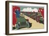 Mao Reviews His Army, The Line up in Tanks as He Drives Past and Salutes-null-Framed Art Print