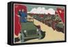 Mao Reviews His Army, The Line up in Tanks as He Drives Past and Salutes-null-Framed Stretched Canvas
