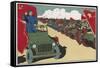 Mao Reviews His Army, The Line up in Tanks as He Drives Past and Salutes-null-Framed Stretched Canvas