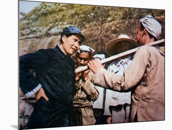 Mao Zedong Talking to Veterans of the 'Long March' at Yangchailing, Yenan, in 1937-Chinese Photographer-Mounted Giclee Print