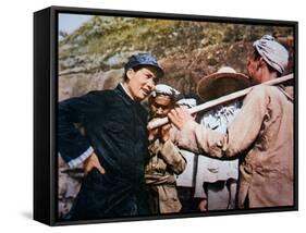 Mao Zedong Talking to Veterans of the 'Long March' at Yangchailing, Yenan, in 1937-Chinese Photographer-Framed Stretched Canvas