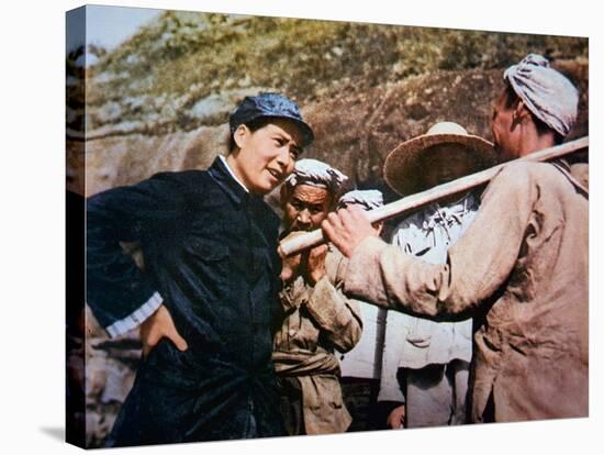 Mao Zedong Talking to Veterans of the 'Long March' at Yangchailing, Yenan, in 1937-Chinese Photographer-Stretched Canvas