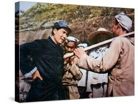 Mao Zedong Talking to Veterans of the 'Long March' at Yangchailing, Yenan, in 1937-Chinese Photographer-Stretched Canvas