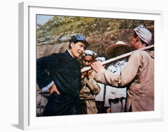 Mao Zedong Talking to Veterans of the 'Long March' at Yangchailing, Yenan, in 1937-Chinese Photographer-Framed Giclee Print