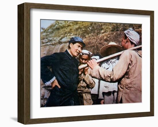 Mao Zedong Talking to Veterans of the 'Long March' at Yangchailing, Yenan, in 1937-Chinese Photographer-Framed Giclee Print