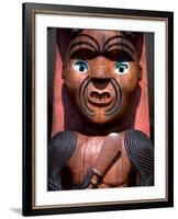 Maori Carving on Arataki Visitors Centre, Waitakere Ranges, Auckland-David Wall-Framed Photographic Print