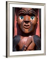 Maori Carving on Arataki Visitors Centre, Waitakere Ranges, Auckland-David Wall-Framed Photographic Print