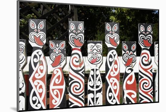Maori Fence Rotorua N. Zealand-null-Mounted Art Print