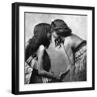 Maori Girls Rubbing Noses, C1920-null-Framed Giclee Print