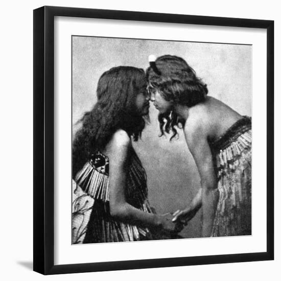 Maori Girls Rubbing Noses, C1920-null-Framed Giclee Print