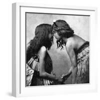 Maori Girls Rubbing Noses, C1920-null-Framed Giclee Print