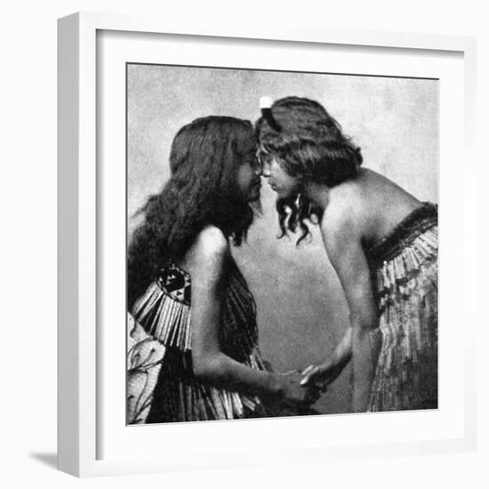 Maori Girls Rubbing Noses, C1920-null-Framed Giclee Print