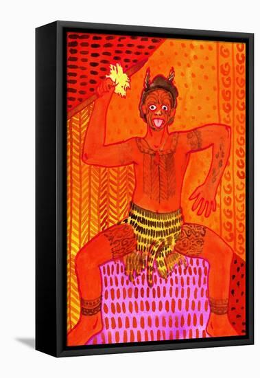 Maori Haka (Challenge Dance)-John Newcomb-Framed Stretched Canvas