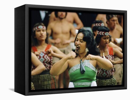 Maori Poi Dancers, Waitangi, North Island, New Zealand-Julia Thorne-Framed Stretched Canvas