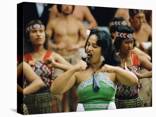 Maori Poi Dancers, Waitangi, North Island, New Zealand-Julia Thorne-Stretched Canvas