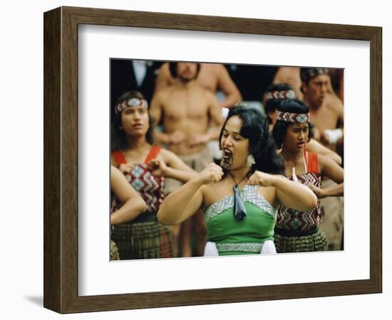 Maori Poi Dancers, Waitangi, North Island, New Zealand-Julia Thorne-Framed Photographic Print