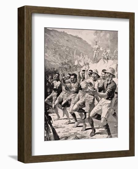 Maori Soldiers Perform a Haka at Gaba Tepe on the Gallipoli Peninsula Turkey 1915, from 'The War…-English School-Framed Giclee Print