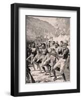 Maori Soldiers Perform a Haka at Gaba Tepe on the Gallipoli Peninsula Turkey 1915, from 'The War…-English School-Framed Giclee Print