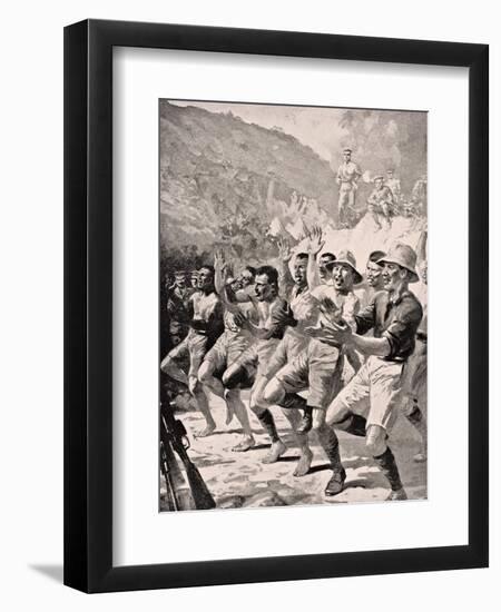 Maori Soldiers Perform a Haka at Gaba Tepe on the Gallipoli Peninsula Turkey 1915, from 'The War…-English School-Framed Giclee Print