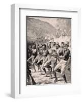 Maori Soldiers Perform a Haka at Gaba Tepe on the Gallipoli Peninsula Turkey 1915, from 'The War…-English School-Framed Giclee Print