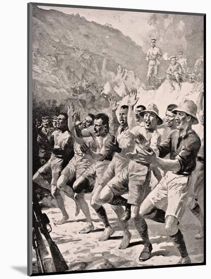 Maori Soldiers Perform a Haka at Gaba Tepe on the Gallipoli Peninsula Turkey 1915, from 'The War…-English School-Mounted Giclee Print