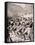 Maori Soldiers Perform a Haka at Gaba Tepe on the Gallipoli Peninsula Turkey 1915, from 'The War…-English School-Framed Stretched Canvas