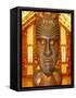 Maori Statue with 'Moko' Facial Tattoo, New Zealand-Jeremy Bright-Framed Stretched Canvas