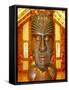 Maori Statue with 'Moko' Facial Tattoo, New Zealand-Jeremy Bright-Framed Stretched Canvas