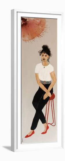 Maori Woman in Black Jeans with Pohutukawa, 2016-Susan Adams-Framed Premium Giclee Print