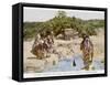 Maori Women in New Zealand Cooking Food in a Hot Spring-null-Framed Stretched Canvas