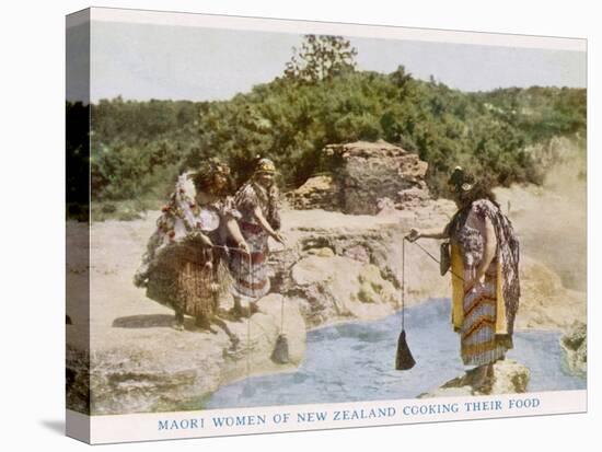 Maori Women in New Zealand Cooking Food in a Hot Spring-null-Stretched Canvas