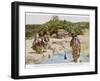 Maori Women in New Zealand Cooking Food in a Hot Spring-null-Framed Photographic Print