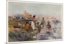 Maori Women Washing Laundry in the Hot Spring at Ohinemutu New Zealand-W. Wright-Mounted Premium Giclee Print