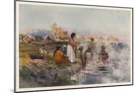 Maori Women Washing Laundry in the Hot Spring at Ohinemutu New Zealand-W. Wright-Mounted Art Print