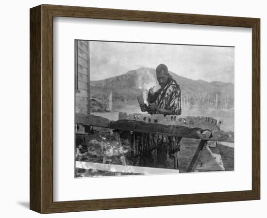 Maori Wood Carver-null-Framed Art Print