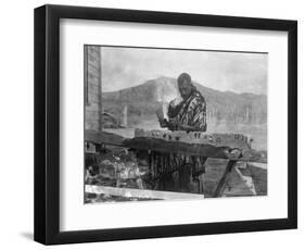 Maori Wood Carver-null-Framed Art Print