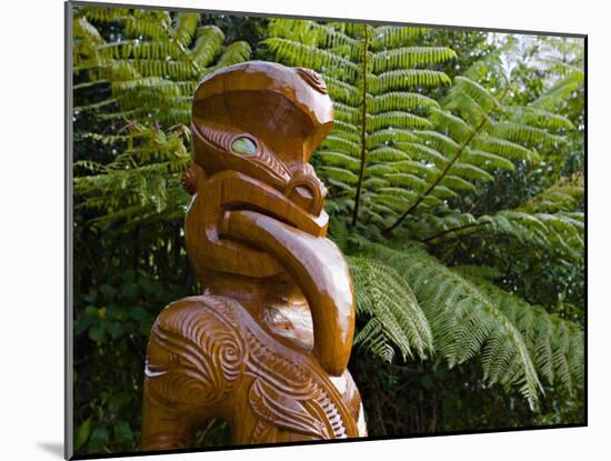 Maori Wood Carving, Ships Cove, Marlborough Sounds, South Island, New Zealand, Pacific-Smith Don-Mounted Photographic Print